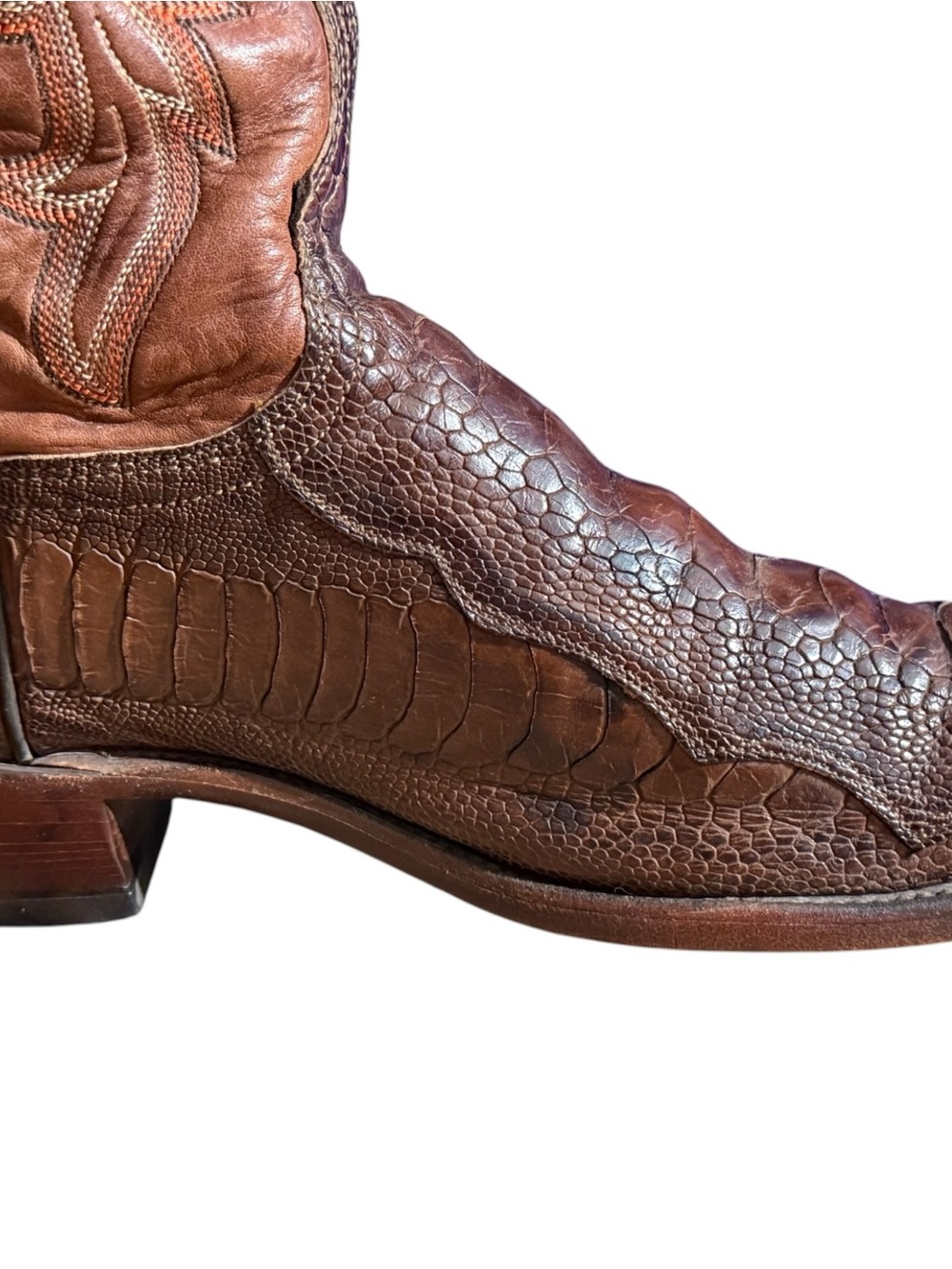 Lucchese 1883 Women's Ostrich Leg Cowboy Boots N4064 54 Brown Size 9B Exotic - Picture 8 of 15